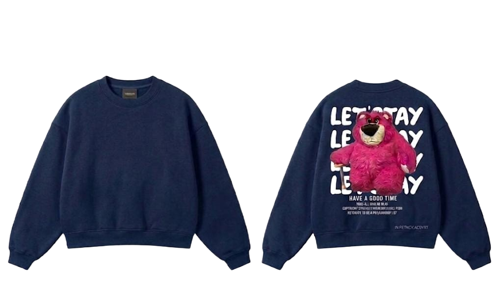 Let's Stay Lotso Bear Graphic Sweatshirt - White