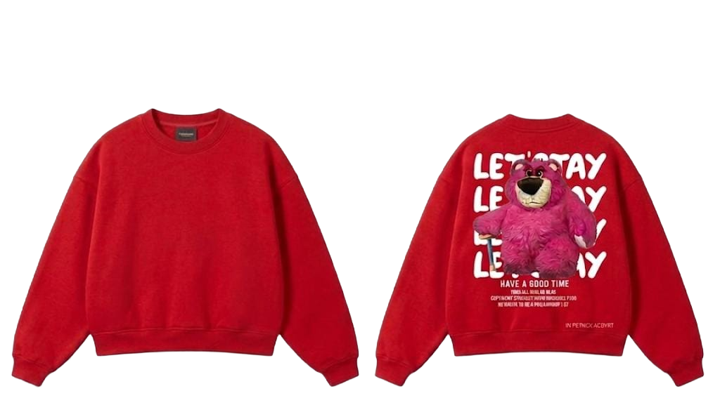 Let's Stay Lotso Bear Graphic Sweatshirt - Beige