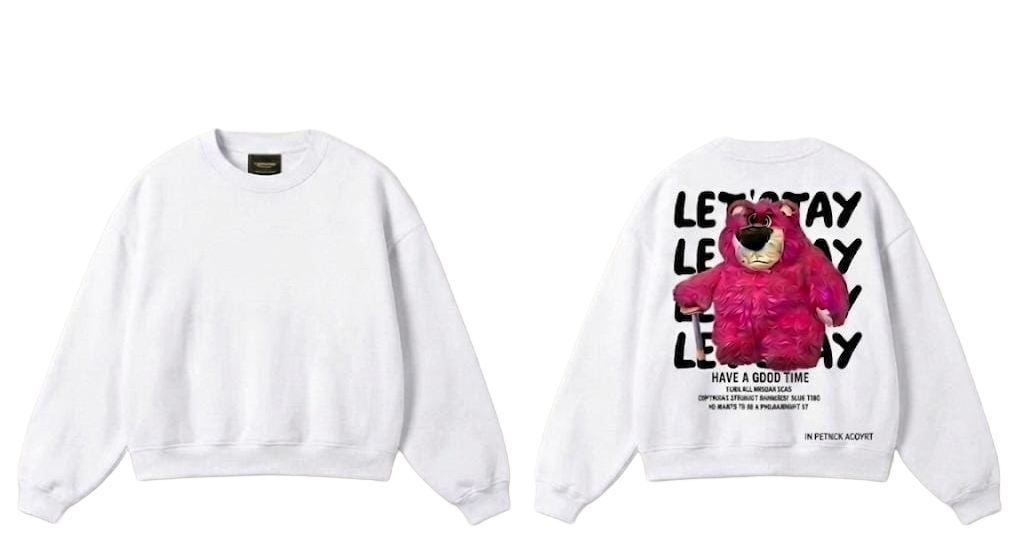 Let's Stay Lotso Bear Graphic Sweatshirt - Baby Blue