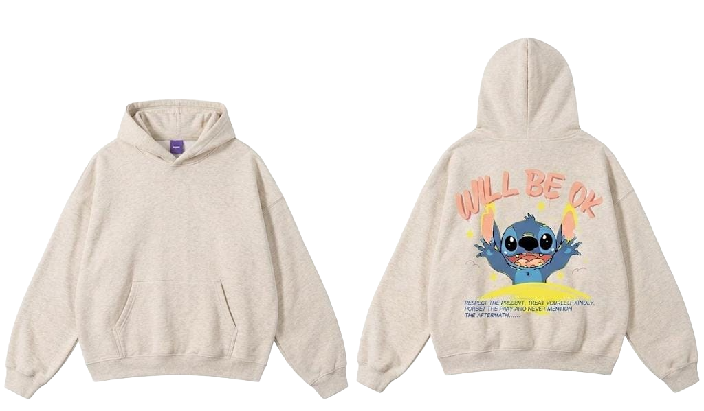 Will Be OK Stitch Graphic Hoodie - Royal Blue