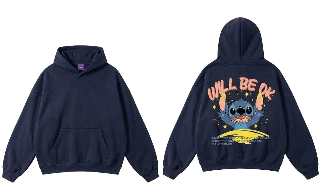 Will Be OK Stitch Graphic Hoodie - Pink