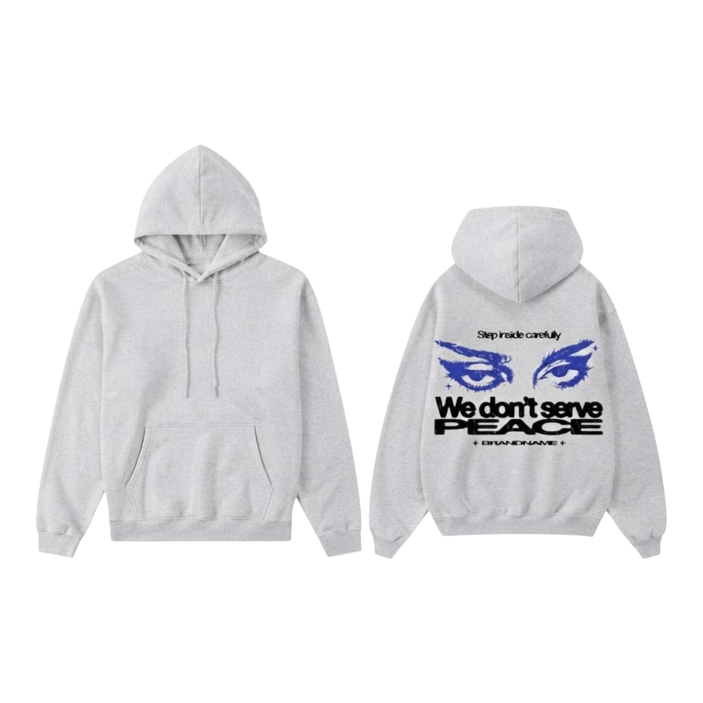 We Don't Serve Peace Graphic Hoodie - Beige