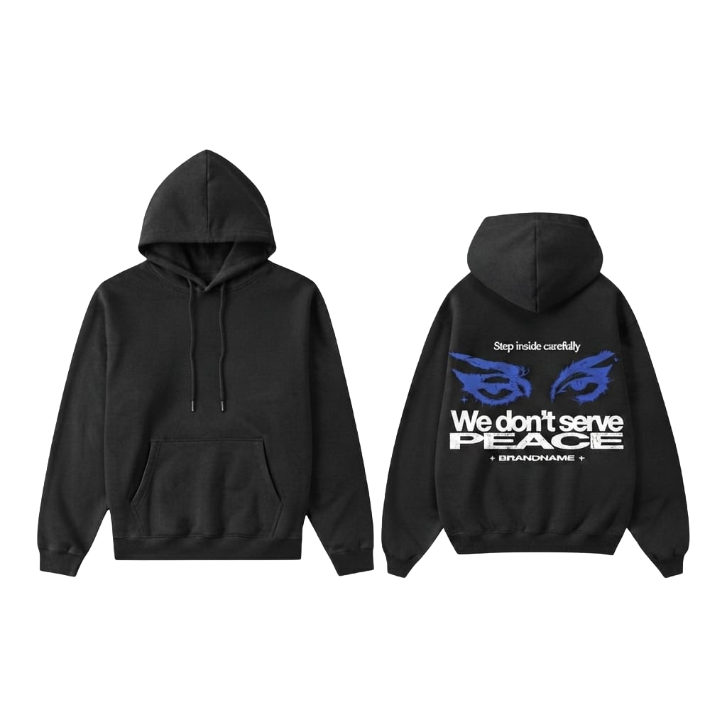 We Don't Serve Peace Graphic Hoodie - Brown