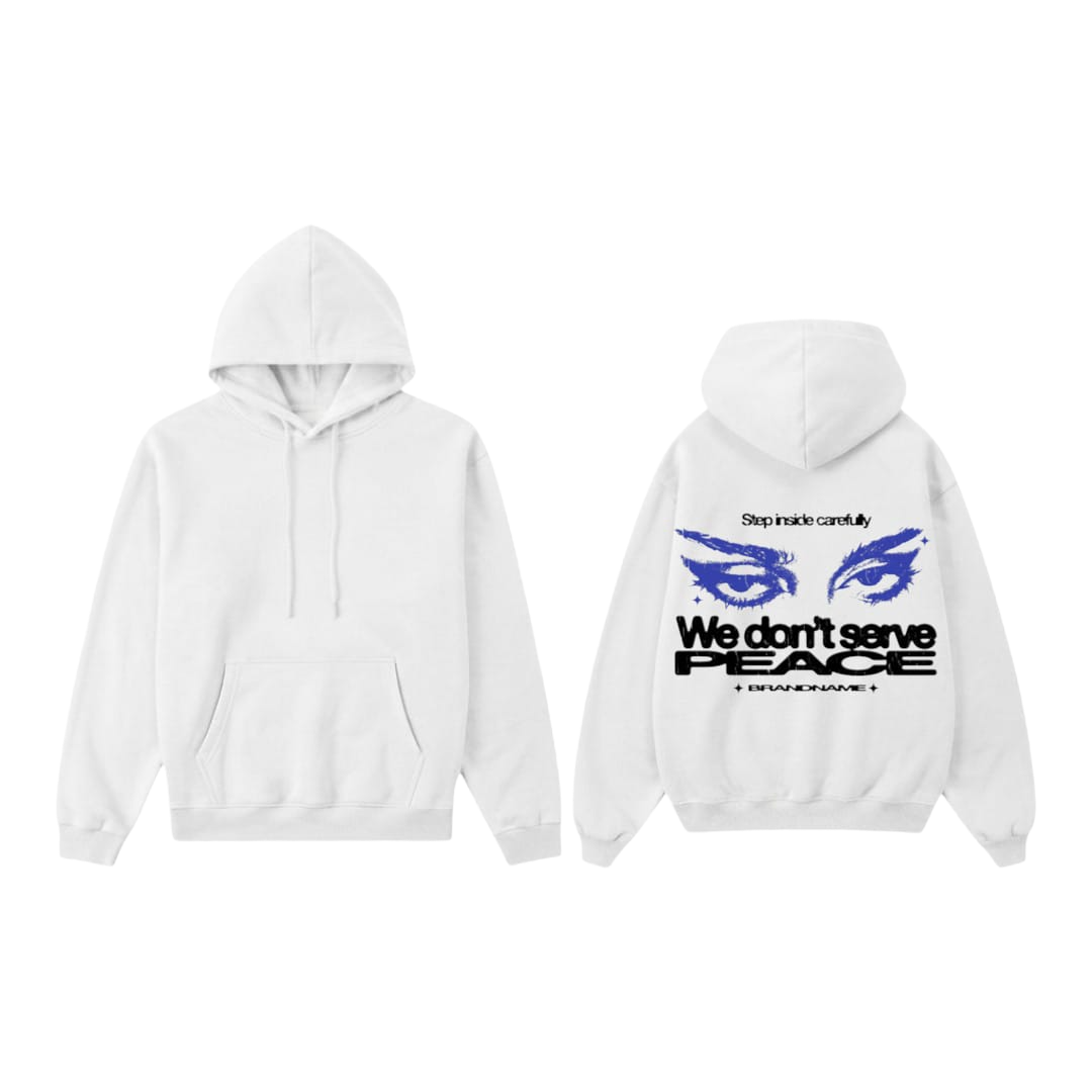 We Don't Serve Peace Graphic Hoodie - Light Grey