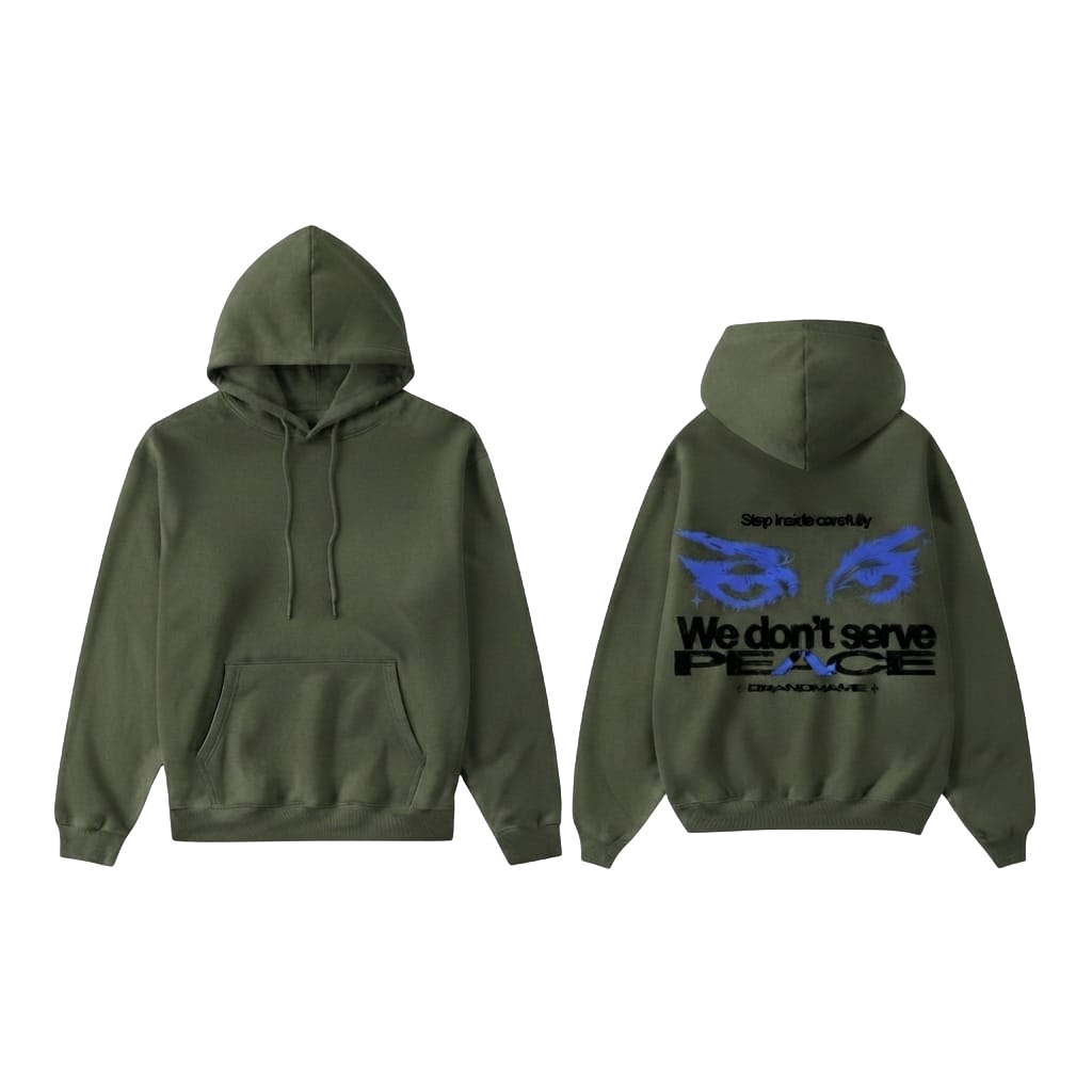 We Don't Serve Peace Graphic Hoodie - Grey
