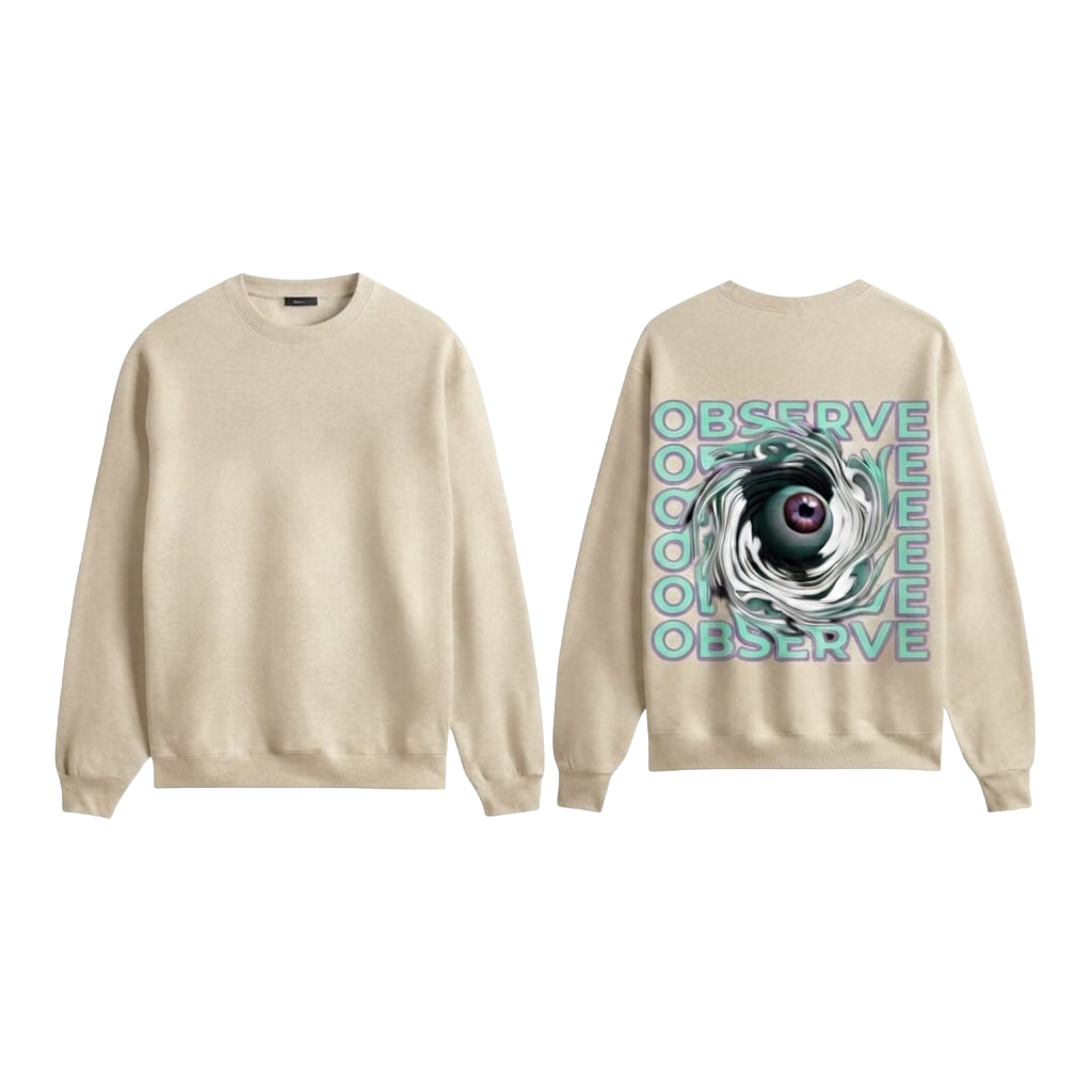 Observe Eye Vortex Graphic Sweatshirt - Beige