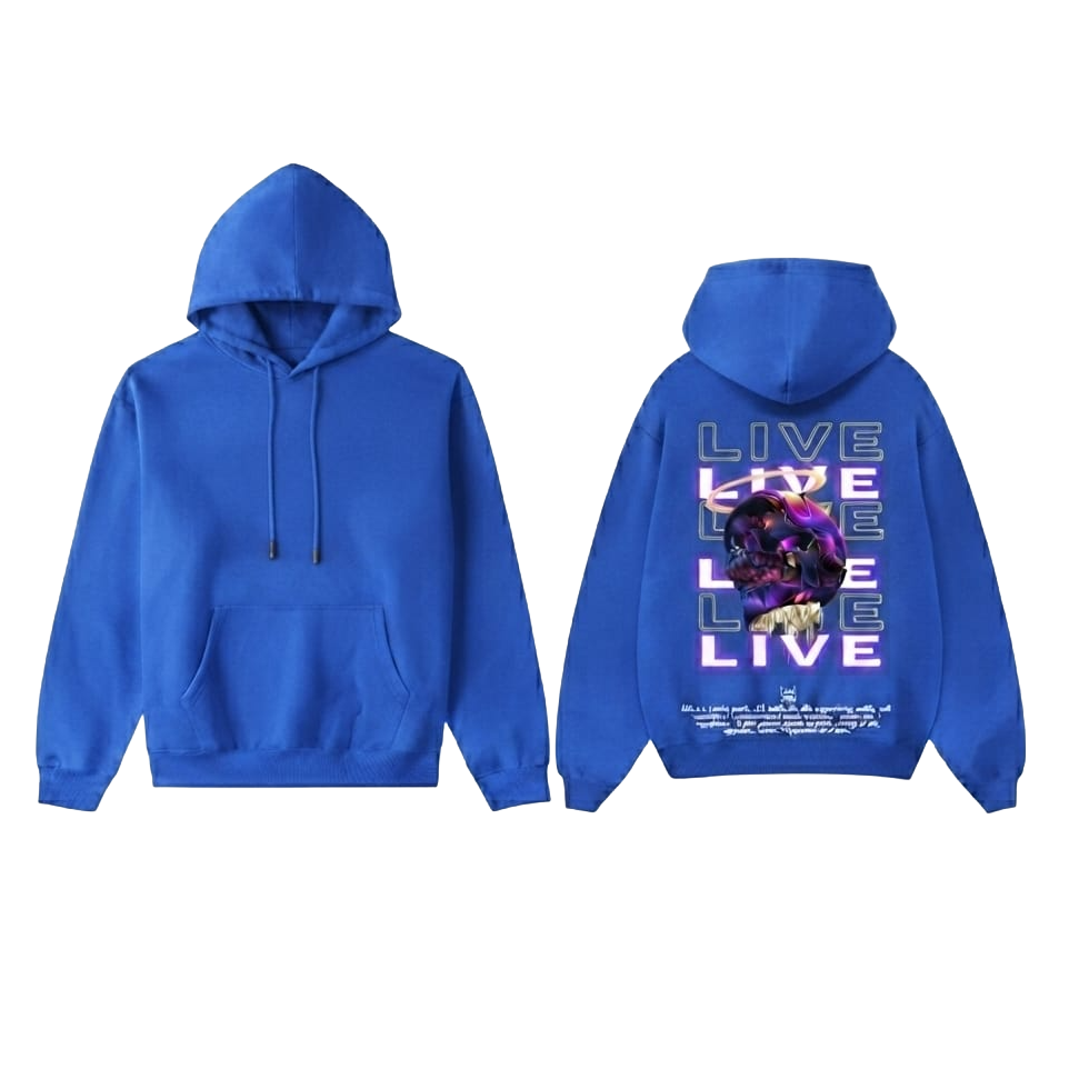 LIVE Skull Graphic Hoodie - Navy