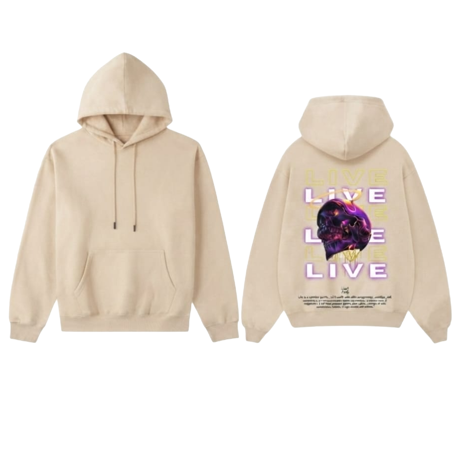 LIVE Skull Graphic Hoodie - Pink
