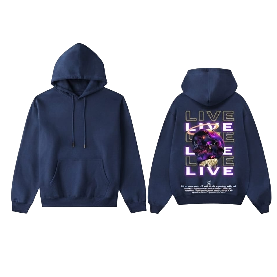 LIVE Skull Graphic Hoodie - Brown