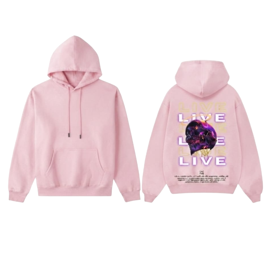 LIVE Skull Graphic Hoodie - Grey