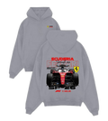 Black Ferrari SP-26 hoodie with front logo and back racing graphic