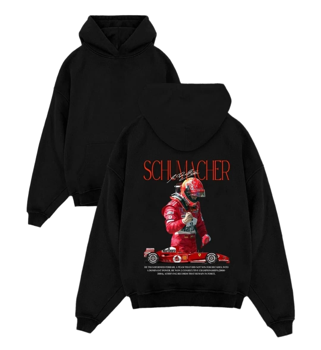 White Michael Schumacher Ferrari graphic hoodie