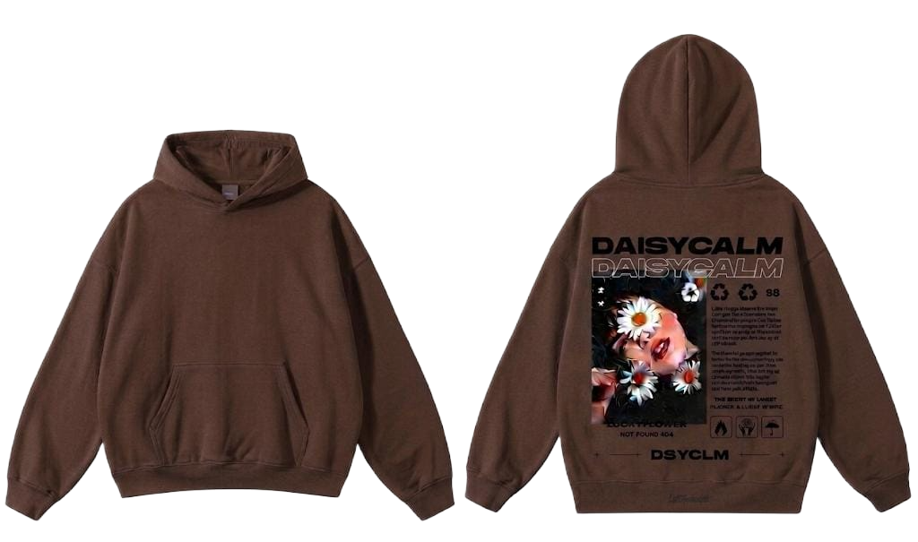 Navy Daisycalm Luckyflower graphic hoodie