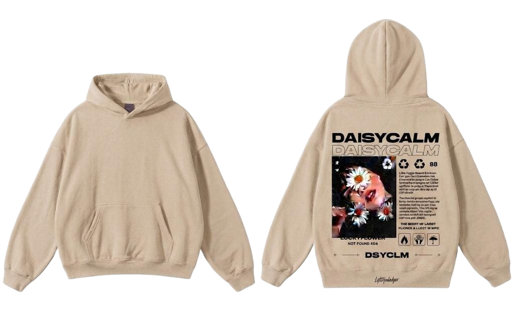 White Daisycalm Luckyflower graphic hoodie