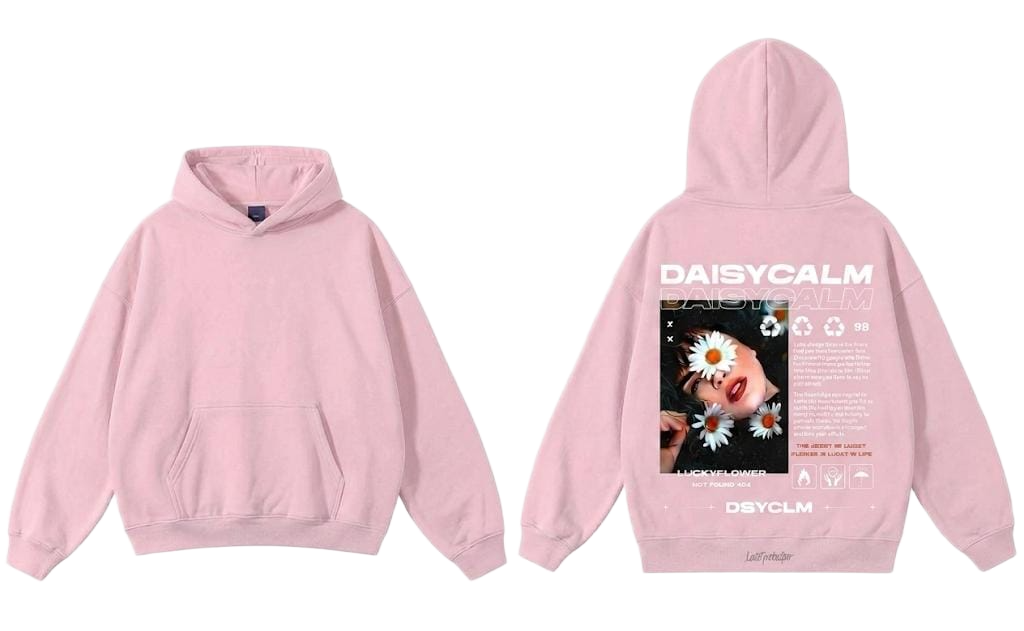 Red Daisycalm Luckyflower graphic hoodie