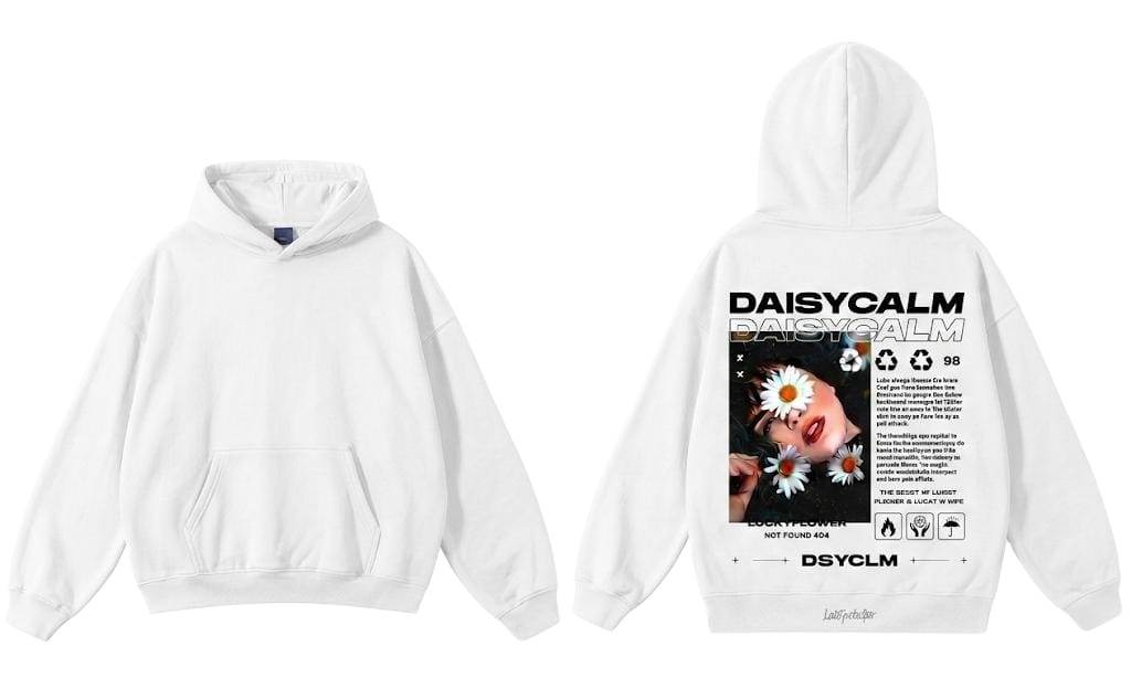 Blue Daisycalm Luckyflower graphic hoodie