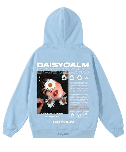 Light blue Daisycalm Luckyflower graphic hoodie