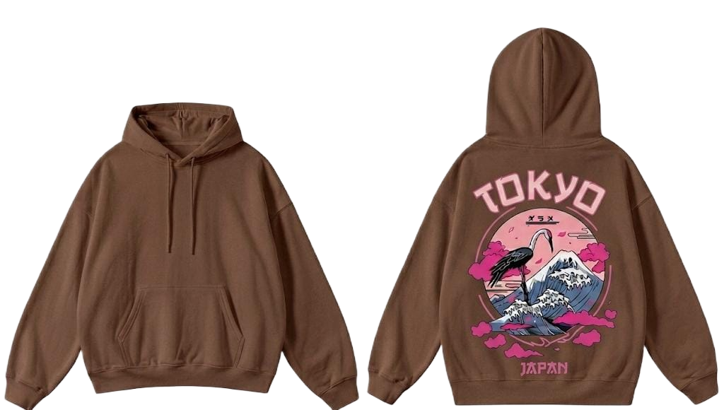 Brown Tokyo Flamingo Japan graphic hoodie