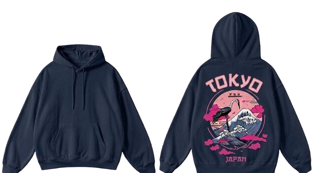 Black Tokyo Flamingo Japan graphic hoodie