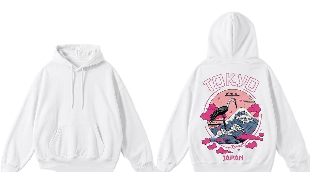 Navy Tokyo Flamingo Japan graphic hoodie