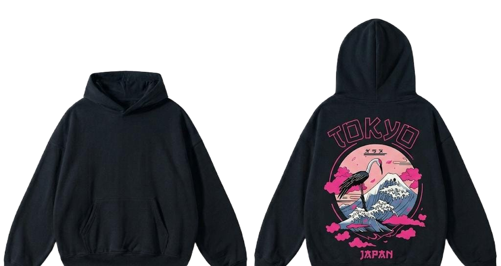 Blue Tokyo Flamingo Japan graphic hoodie