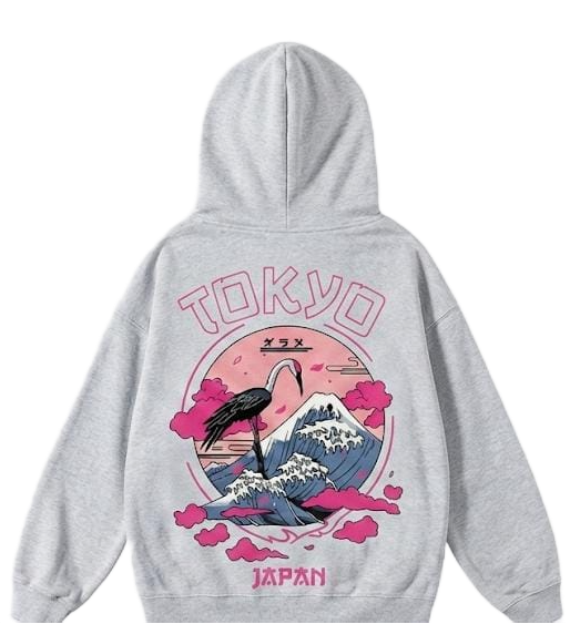 White Tokyo Flamingo Japan graphic hoodie