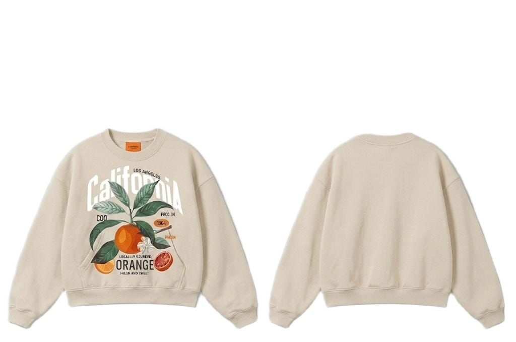 Navy California Orange graphic crewneck sweatshirt