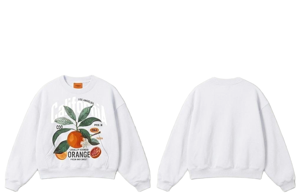 Olive California Orange graphic crewneck sweatshirt