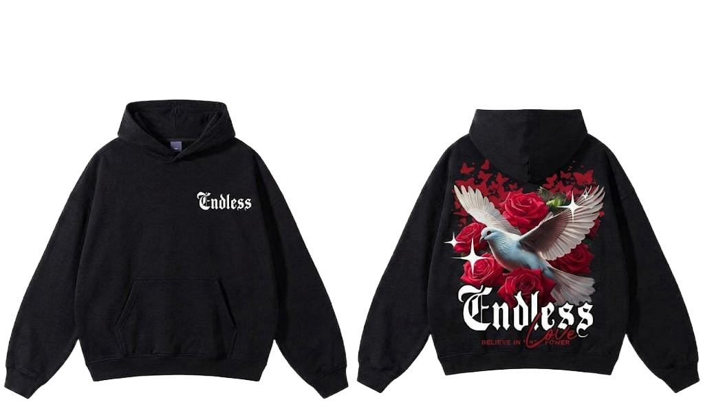 Brown Endless dove rose graphic hoodie