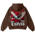 White Endless dove rose graphic hoodie
