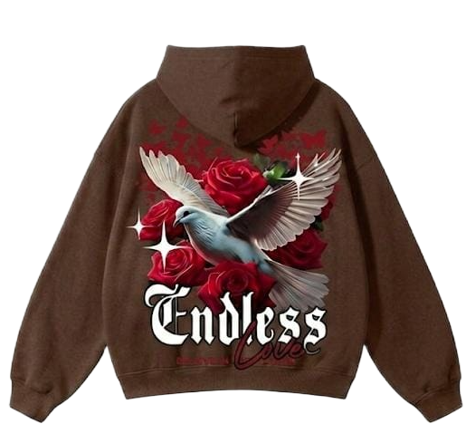 White Endless dove rose graphic hoodie
