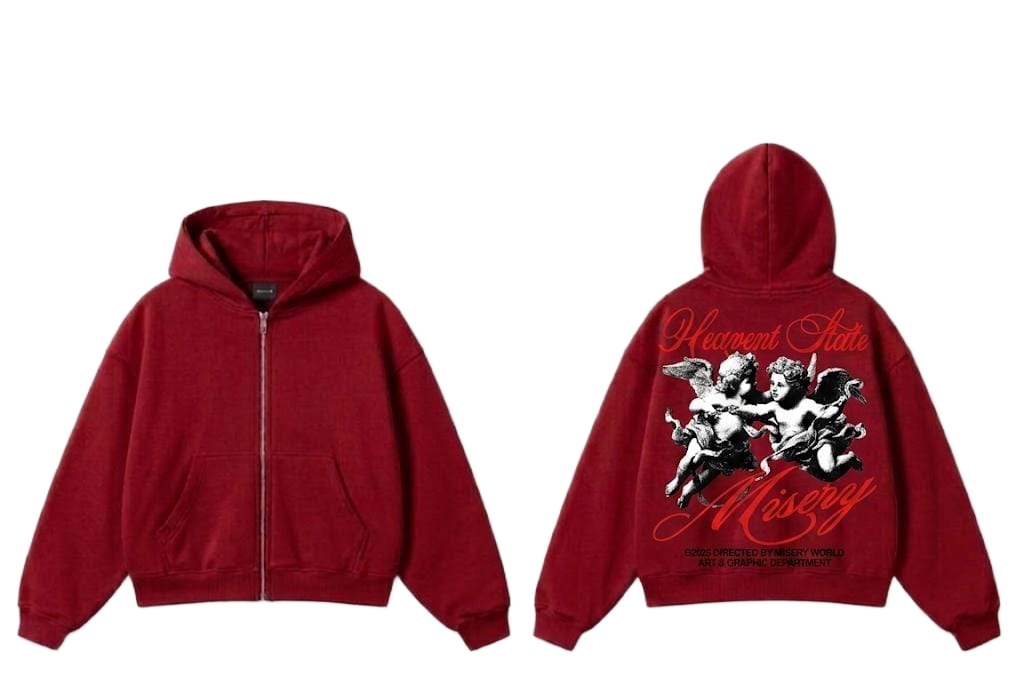 Black Cherub Misery graphic zip hoodie
