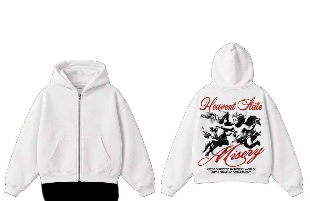 Pink Cherub Misery graphic zip hoodie
