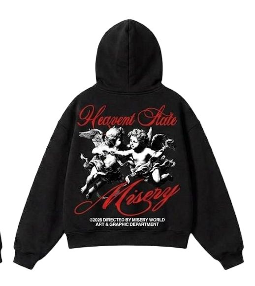 White Cherub Misery graphic zip hoodie