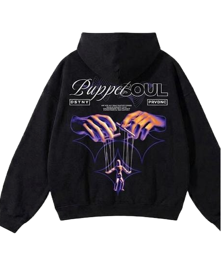 Navy Puppet Soul marionette graphic hoodie