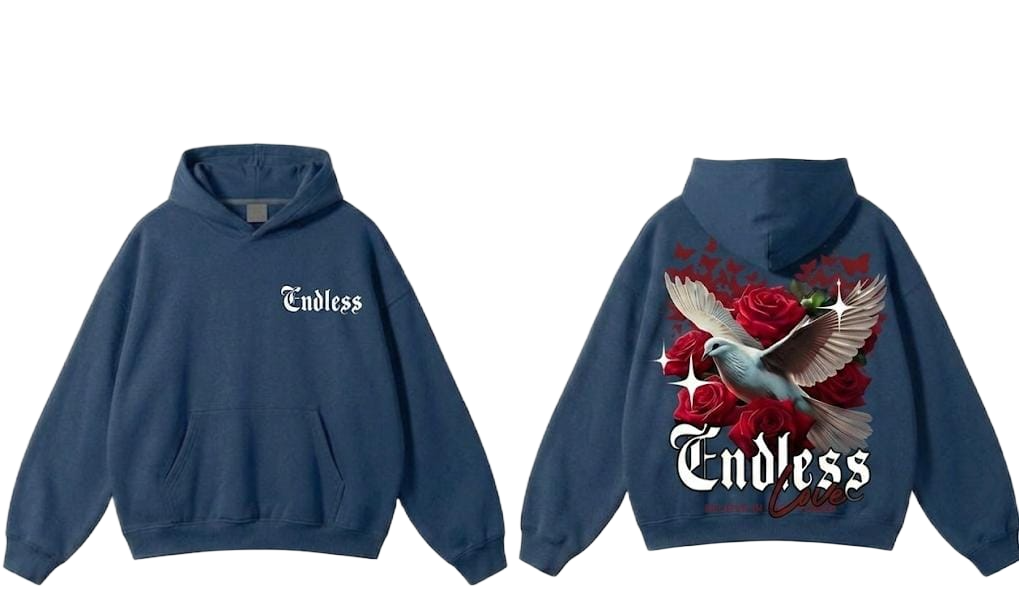 Black Endless dove rose graphic hoodie