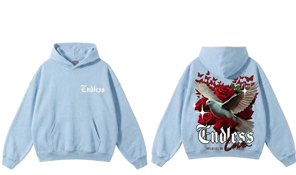 Gray Endless dove rose graphic hoodie