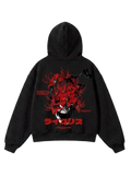 Gray red flower skull graphic zip hoodie