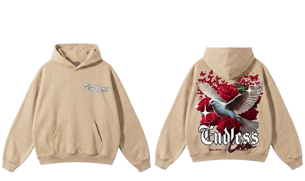 Light blue Endless dove rose graphic hoodie