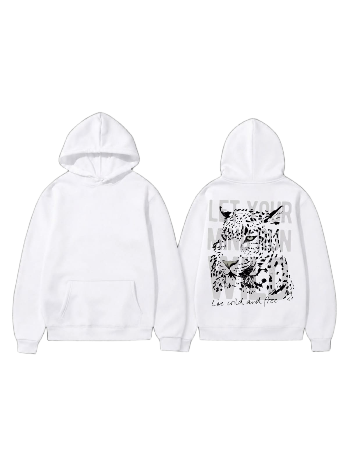 White Leopard Live Wild graphic hoodie