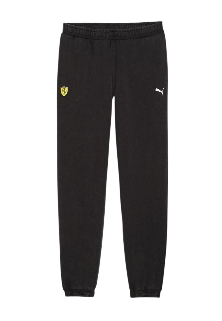 Black motorsport-inspired logo jogger pants with cuffed legs