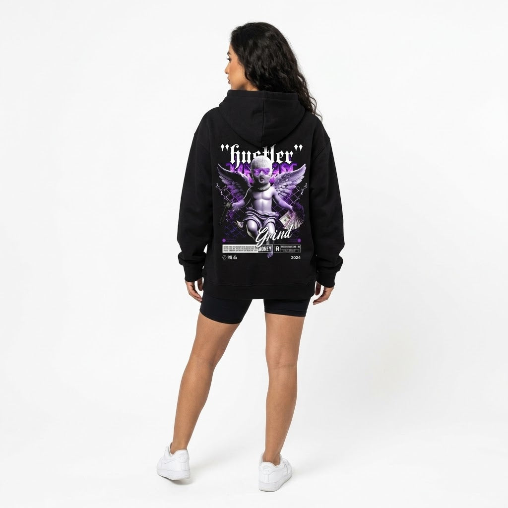 Black Winged Cherub Graphic Hoodie