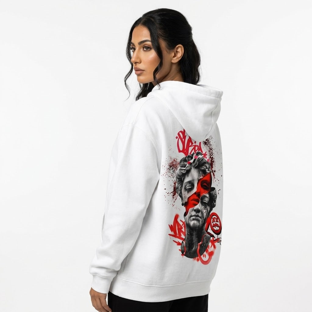White Red Mask Art Hoodie