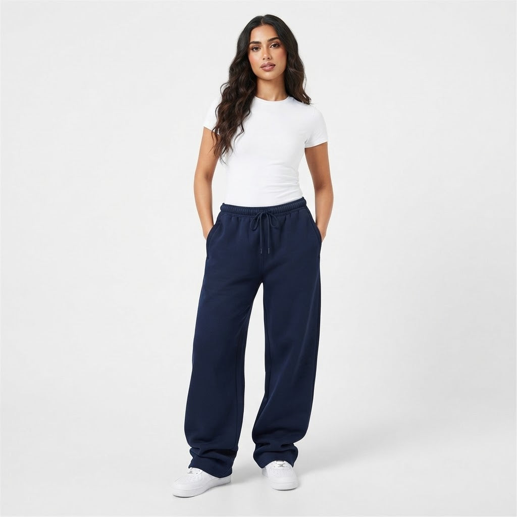 Wide-Leg Blank Fleece Sweatpants