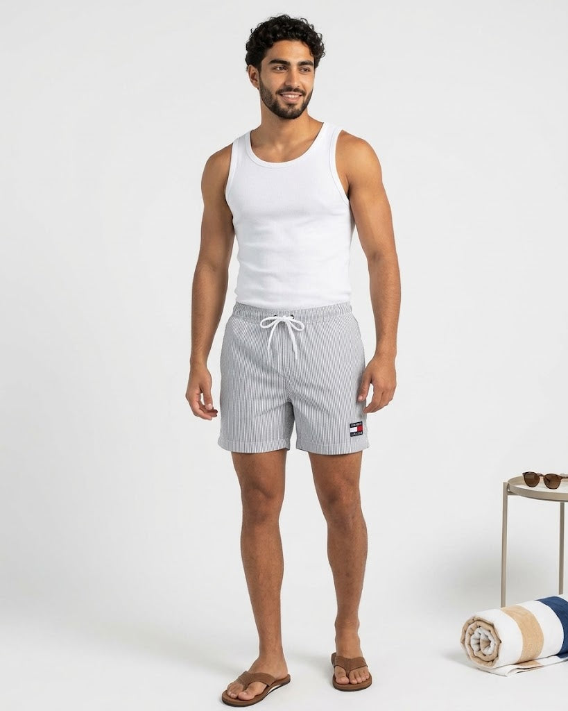 Striped Drawstring Swim Shorts