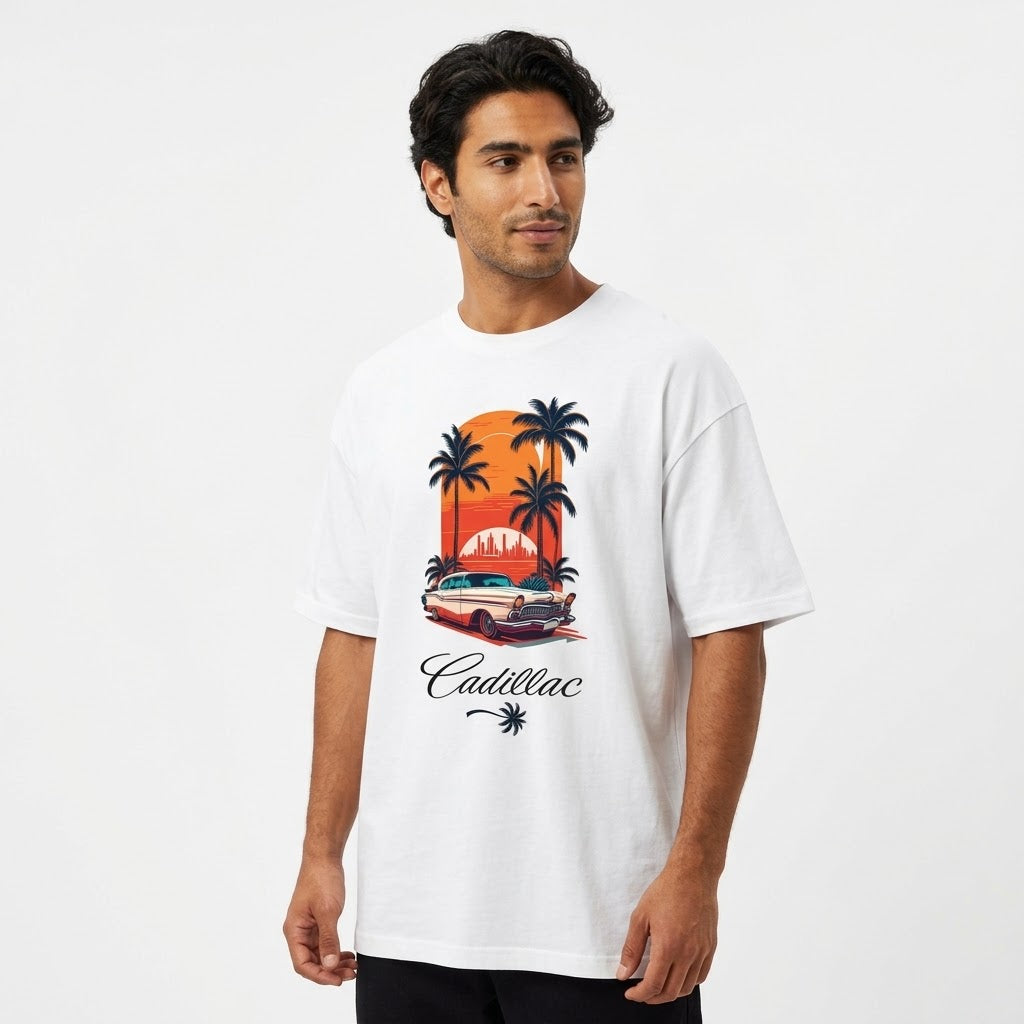 Sunset Classic Car Graphic T-Shirt