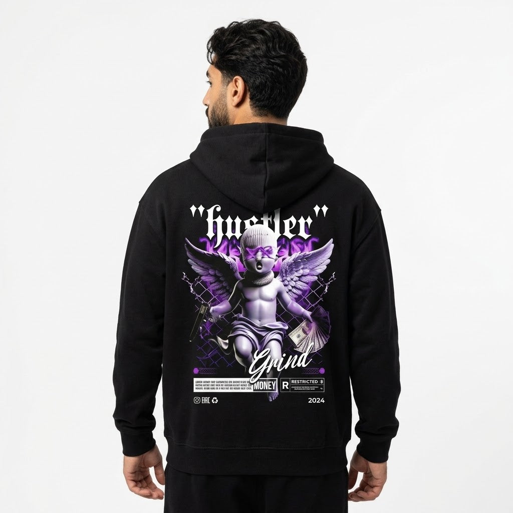 Black Winged Cherub Graphic Hoodie
